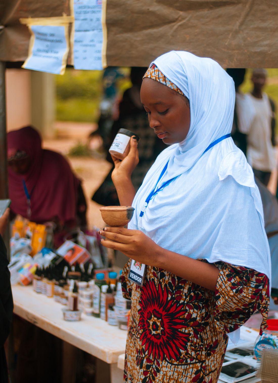 A Nigerian market vendor at her stall